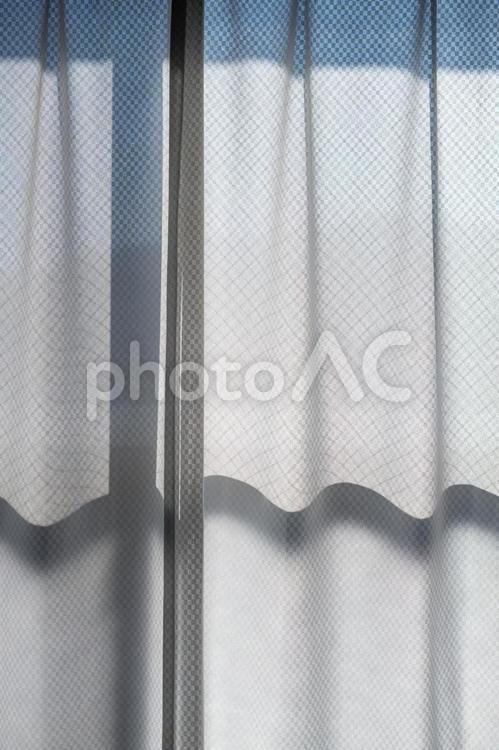 光と影のレースカーテン（縦構図） カーテン,レースカーテン,インテリアの写真素材