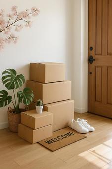春の引っ越し玄関 春の引っ越し玄関の写真