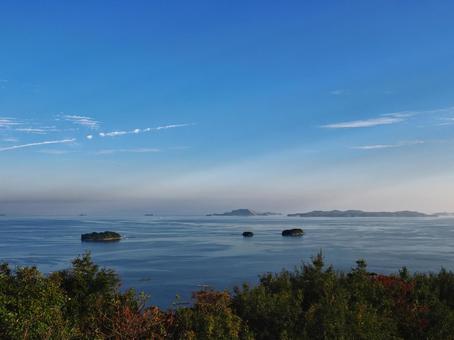 万葉の岬から見る播磨灘東方の眺望 万葉岬,万葉の岬,つばき園の写真素材