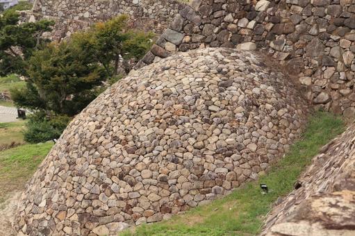 壮大な鳥取城趾の石垣に珍しい巻石垣 壮大な鳥取城趾の石垣に珍しい巻石垣 石垣,巻石垣,城趾の写真素材