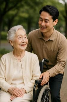 車いす介助の写真