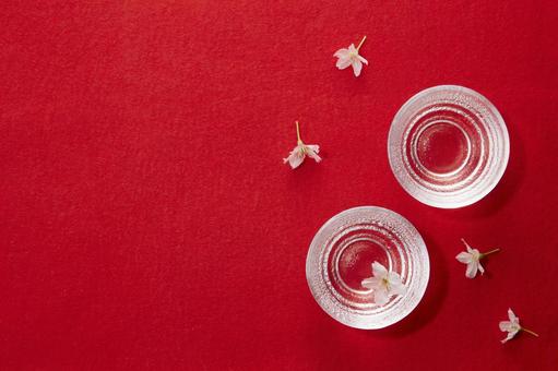 花見酒　日本の春イメージ 花見酒,酒,さくらの写真素材