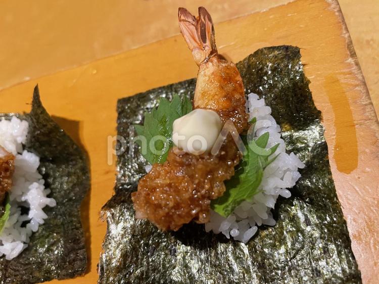 エビの天むすおむすび エビ,天むす,海老天の写真素材
