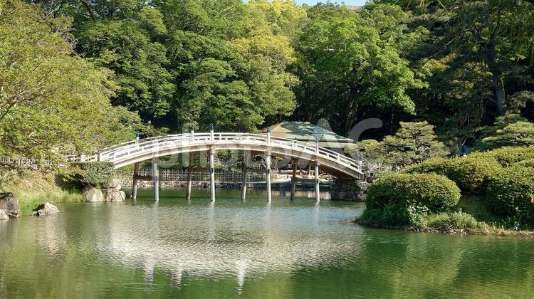 香川県-栗林公園-偃月橋 栗林公園,公園,特別名勝の写真素材