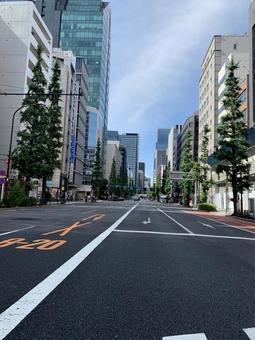 都心の道路 道,街,ビルの写真素材