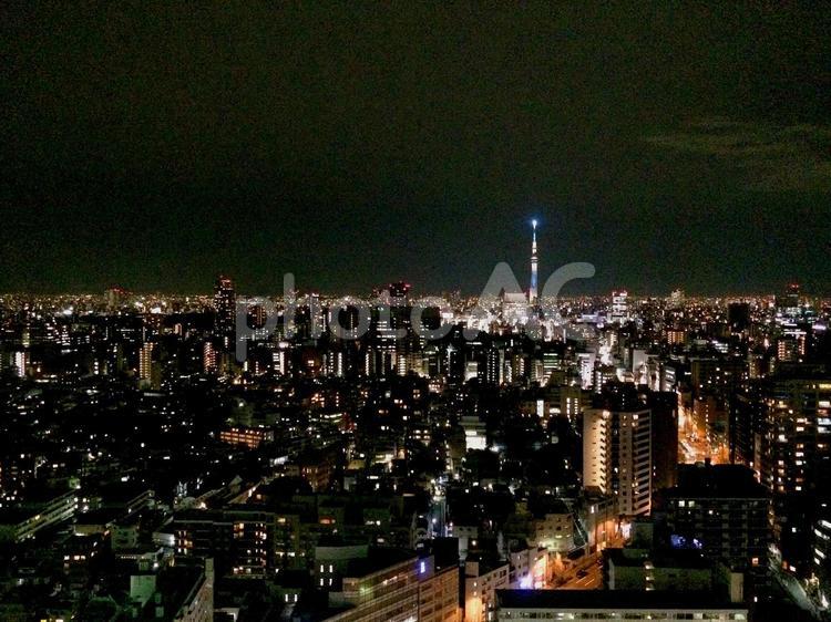 東京風景・文京区春日展望（夜景） 春日,文京区,文京シビックセンターの写真素材