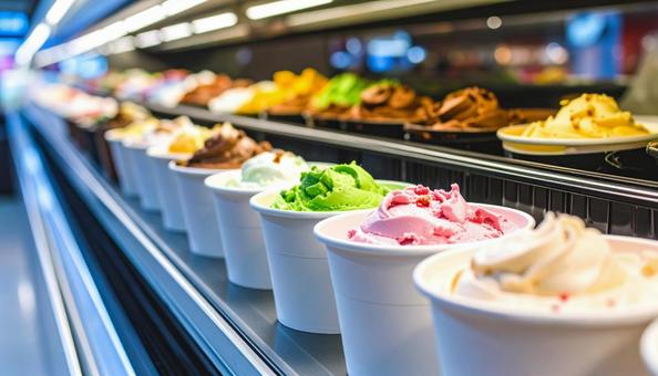 店頭の色んな種類のアイスA 店頭の色んな種類のアイスAの写真