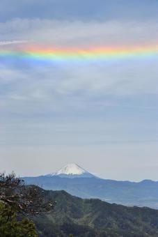 Photo, fuji mountain, horizontal arc, rainbow, 