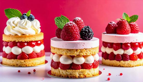 ショートケーキの集合イメージの写真