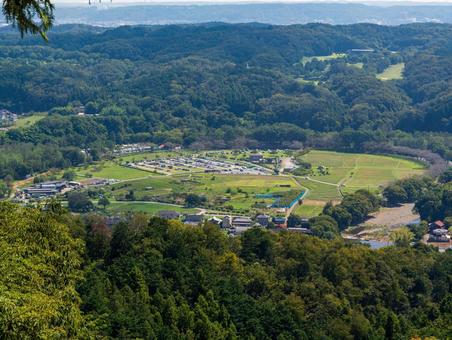 日和田山から巾着田 日和田山から巾着田 日高,巾着田,山の写真素材