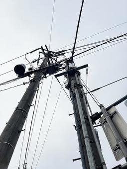 電柱と空 電柱と空の写真