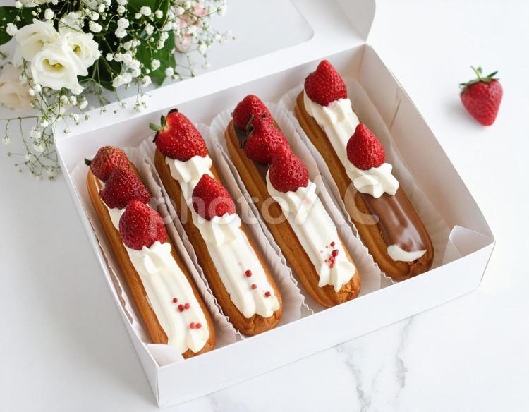 エクレア　イチゴエクレア エクレア,スイーツ,お菓子の写真素材