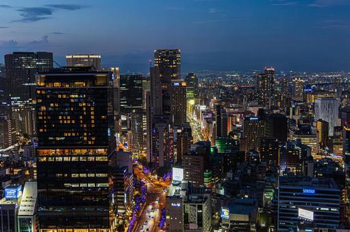 都市夜景 ステーションワン,淀屋橋,大阪の写真素材