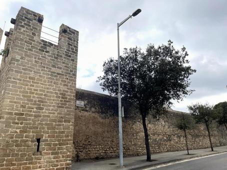 ペドラルベス修道院の外壁 ペドラルベス修道院の外壁 バルセロナ,スペイン,ペドラルベス修道院の写真素材