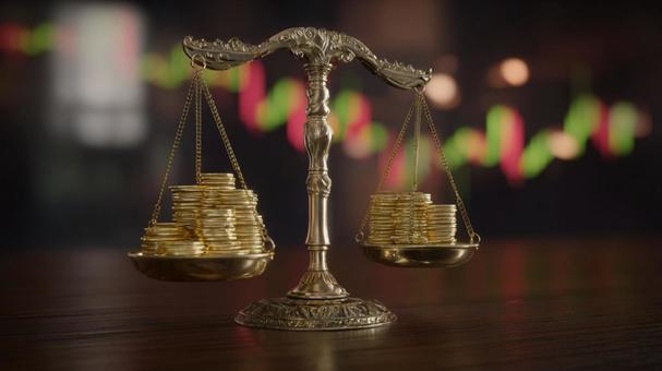 経済の均衡を象徴する美しい天秤の写真