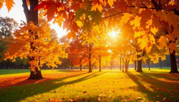 紅葉で赤く染まった公園のもみじの葉 紅葉で赤く染まった公園のもみじの葉の写真