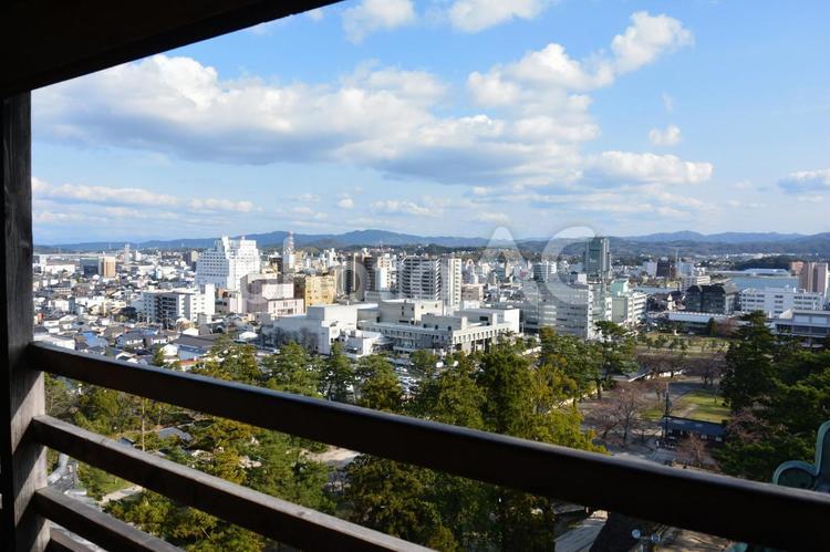 松江城の天守閣から眺める松江市内 松江,島根県,山陰の写真素材