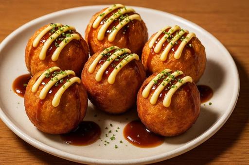 揚げたこ焼の盛り付け・居酒屋メニュー 揚げたこ焼の盛り付け・居酒屋メニューの写真
