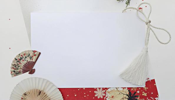 年賀状背景　和紙　和風素材　白背景の写真