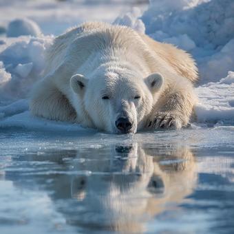 氷の上で眠るホッキョクグマ 氷の上で眠るホッキョクグマの写真