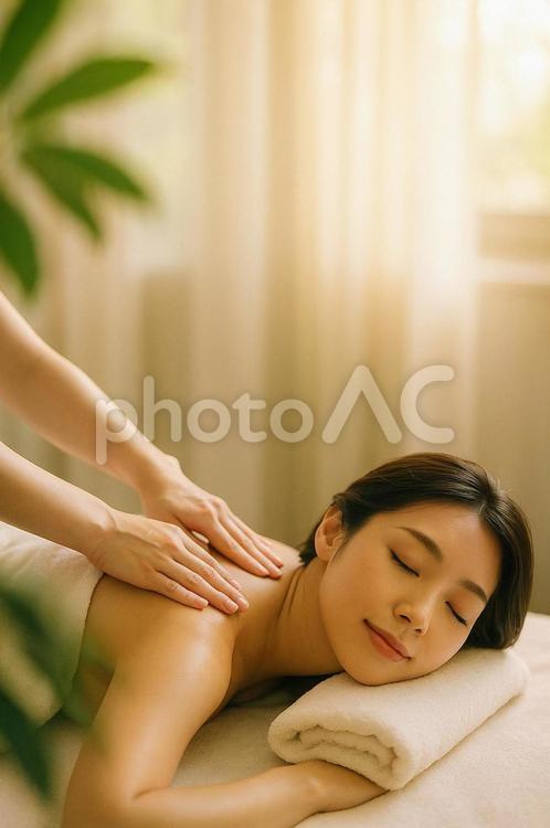 施術を受ける女性 エステ,マッサージ,美容の写真素材
