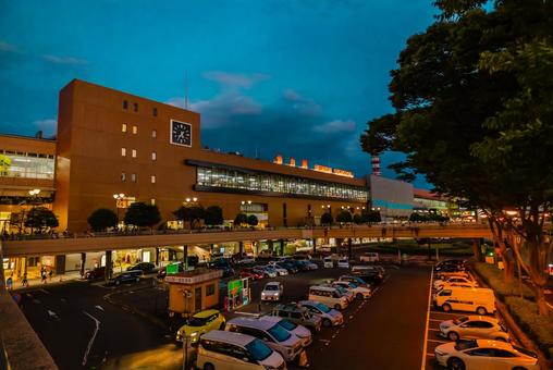 【宮城】仙台駅の夜景 【宮城】仙台駅の夜景 仙台駅,宮城,夕日の写真素材
