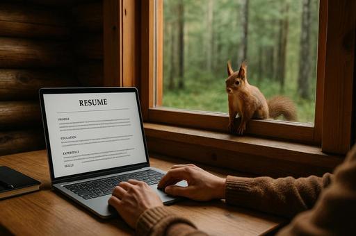 リスと履歴書の森の出会いの写真