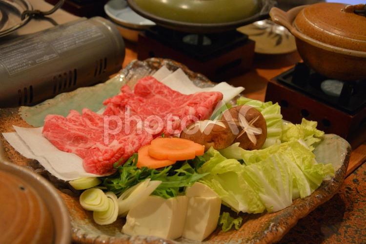 料理 鍋,肉,寿司の写真素材