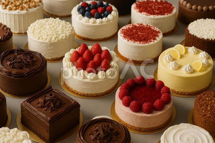 複数種のケーキ ケーキ,デザート,スイーツの写真素材