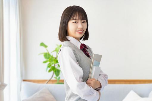 受験生・制服姿の女子高校生 受験生,受験,高校生の写真素材