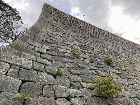 Photo, marugame castle, ishigaki, high stone wall, 