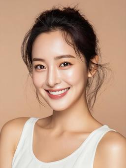 若々しい魅力:自然な笑顔で輝く女性の表情 若々しい魅力:自然な笑顔で輝く女性の表情の写真