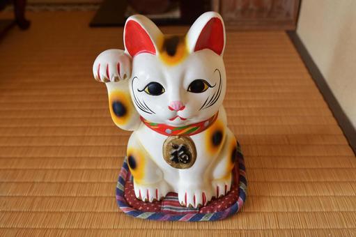 右手を上げた招き猫（正面） 招き猫,置物,右手の写真素材