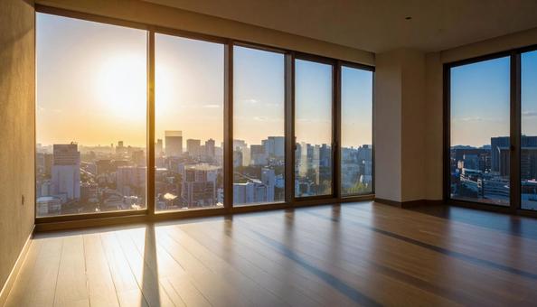 新築マンションの部屋から見る窓 新築マンションの部屋から見る窓の写真