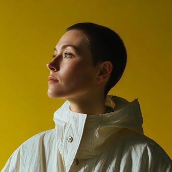 白い服とショートヘア 白い服とショートヘアの写真