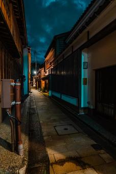 【石川】夜のひがし茶屋街 ひがし茶屋街,石川,金沢の写真素材