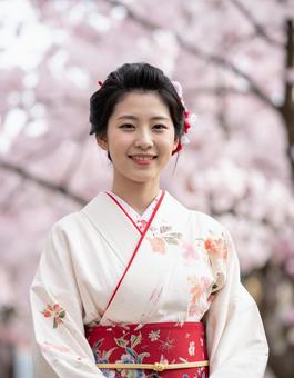 春・桜と和装(着物)の彼女 春・桜と和装(着物)の彼女の写真