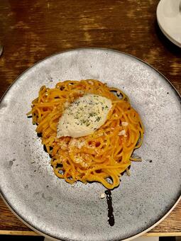 クリームパスタとフレッシュチーズ パスタ,スパゲッティ,クリームパスタの写真素材