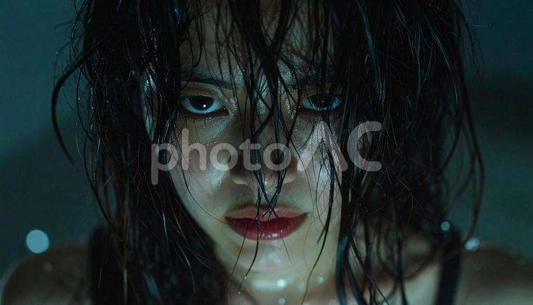 恨み睨む女性 女性,幻想的,近接撮影の写真素材