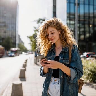 笑顔で求人を探す女性 笑顔で求人を探す女性の写真