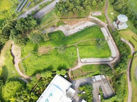 Aerial view of Himi Yanagida Nunoyama Tomb in summer, JPG