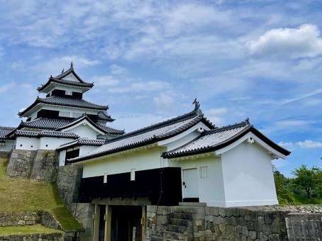 晴天の白河小峰城 晴天の白河小峰城 白河小峰城,小峰城,白河市の写真素材