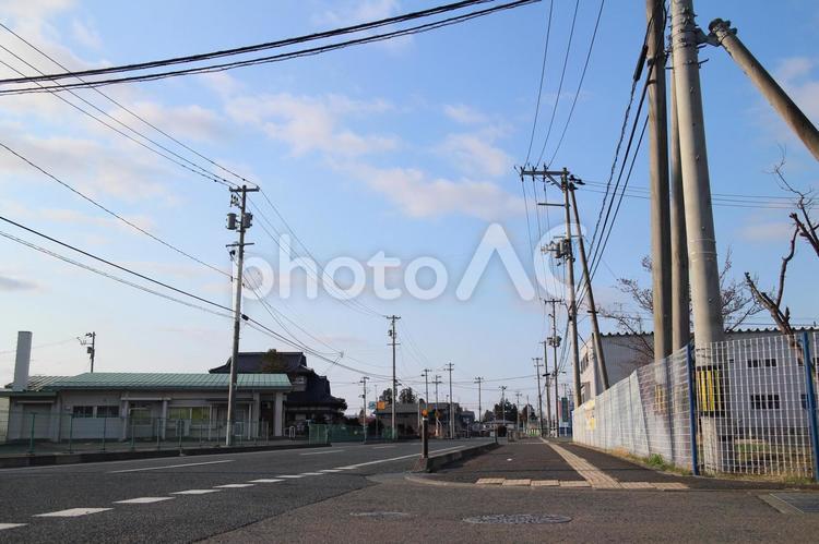 北日詰の通り　その３ 街並み,空,市街地の写真素材