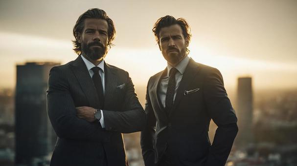 未来を見据えるビジネスマンの写真