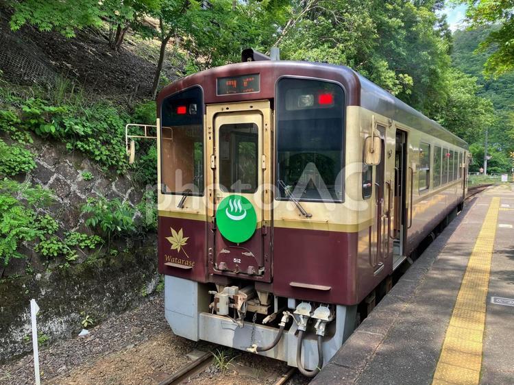 わたらせ渓谷鉄道の通洞駅のホーム風景 わたらせ渓谷鉄道,通洞駅,ホームの写真素材