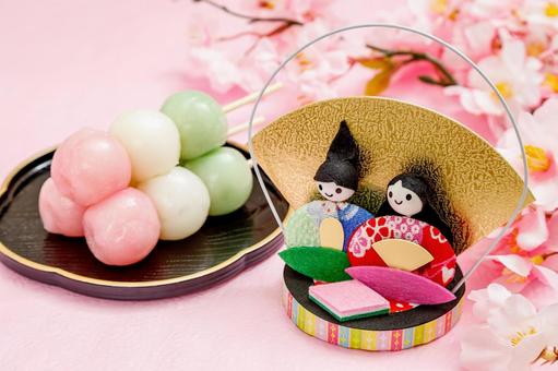 桃の節句｜雛人形と三色団子 お雛様,ひな人形,御代理様の写真素材