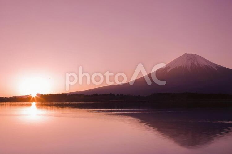 富士山　日の出 富士山,日の出,太陽の写真素材