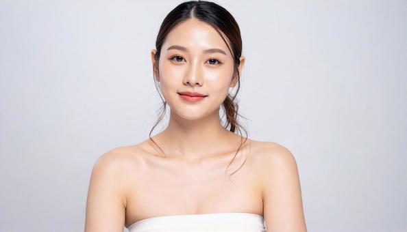化粧水をつける女性 化粧水をつける女性の写真