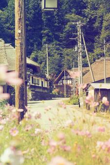 前沢曲家集落 レトロ 前沢曲家集落 レトロ 曲家,前沢,福島県の写真素材