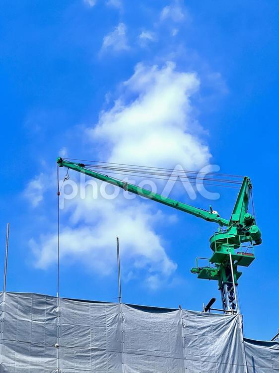 工事中の空 夏,真夏,空の写真素材